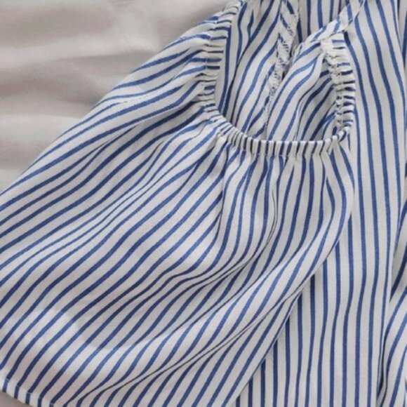 Elodie Flowy Off the Shoulder Boho Pinstripe strappy top- S - NWOT - Picture 5 of 16